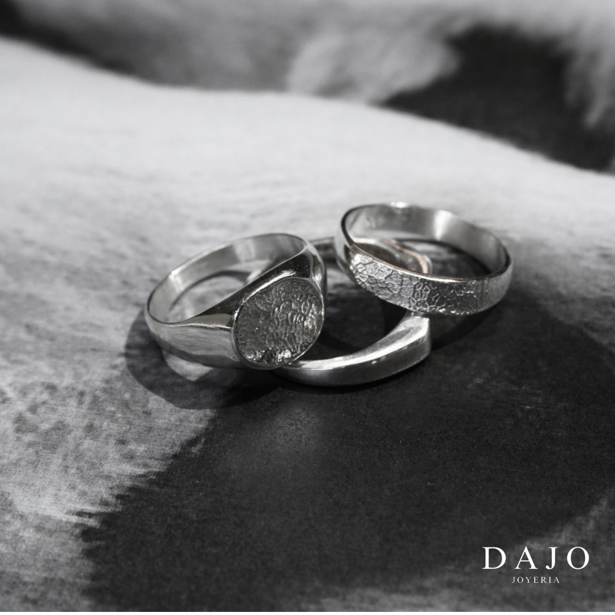 Huella Anillo redondo + Dije + Cadena plata .925 - anillo con huella grabada personalizado | DAJO Joyeria