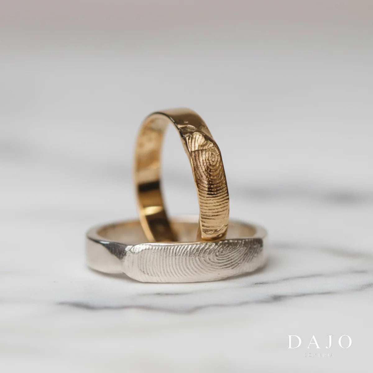 Anillo Huella Argolla - Doble plata .925 - anillo con huella grabada personalizado | DAJO Joyeria