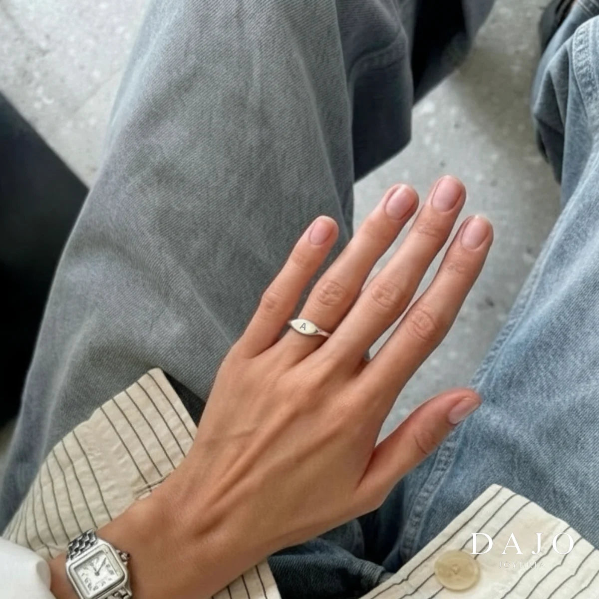 Anillo Botánica con Inicial plata .925 - regalo para novia o mama | DAJO Joyeria