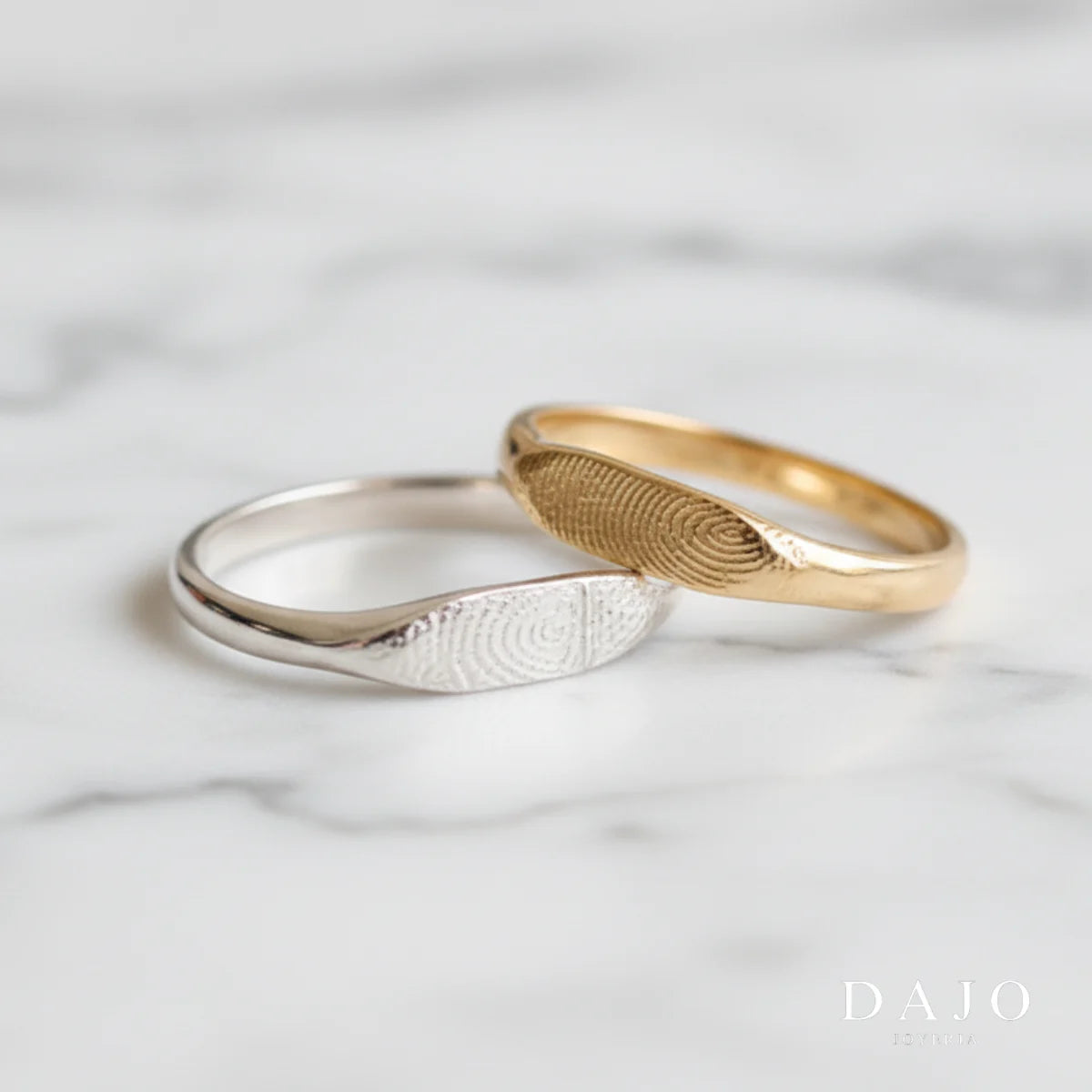 Anillo Huella Botánica - Doble plata .925 - anillo con huella grabada personalizado | DAJO Joyeria