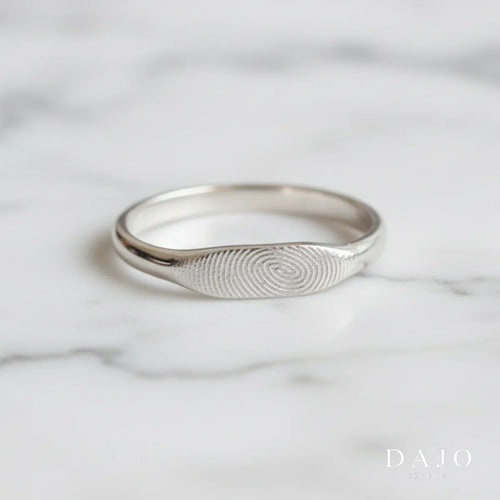 Anillo Huella Botánica - Doble plata .925 - anillo con huella grabada personalizado | DAJO Joyeria