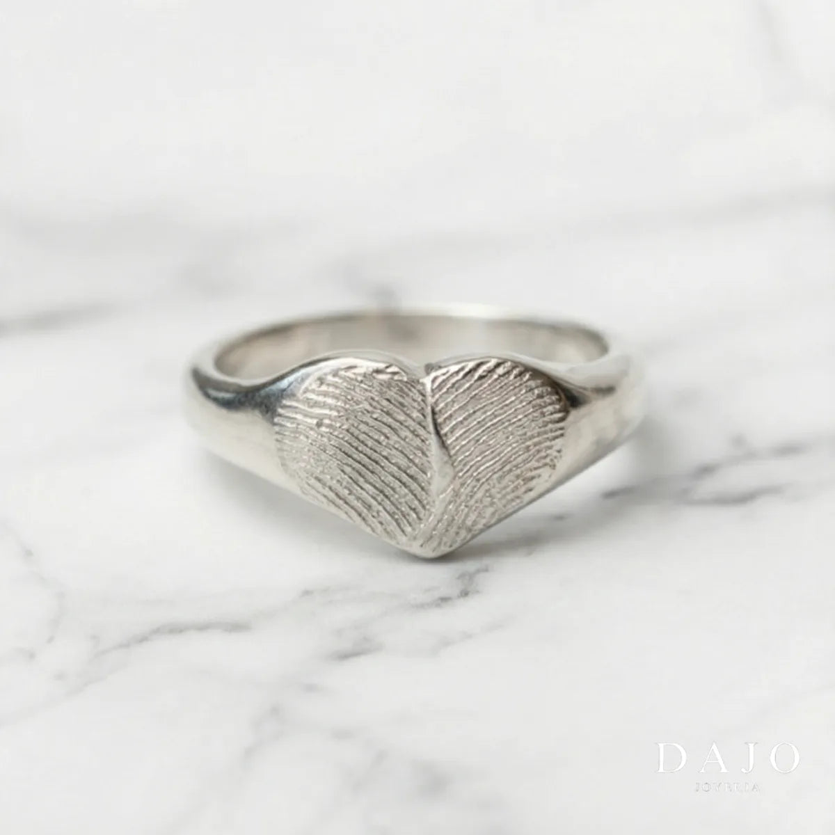 Anillo Corazón Huella - Individual plata .925 - anillo con huella grabada personalizado | DAJO Joyeria