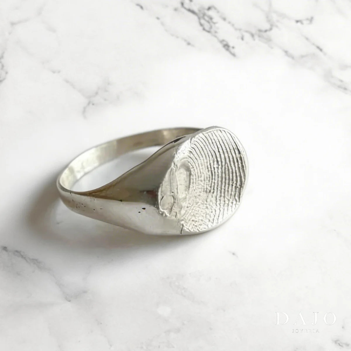 Anillo Huella Redondo - Individual plata .925 - anillo con huella grabada personalizado | DAJO Joyeria