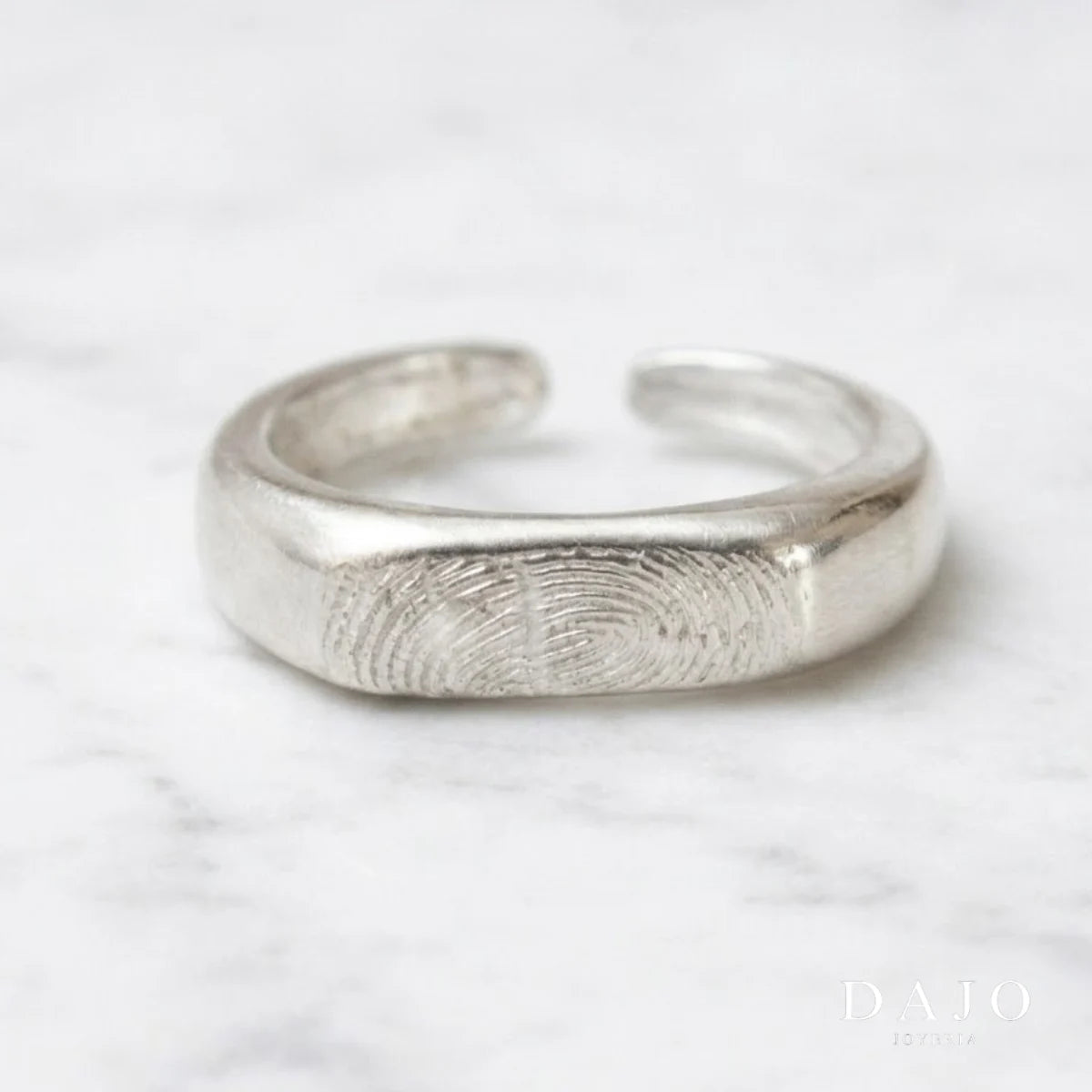 Anillo Huella Rectangular - Individual plata .925 - anillo con huella grabada personalizado | DAJO Joyeria