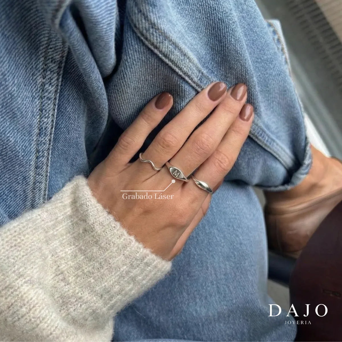 Anillo Oval con Inicial plata .925 - regalo para novia o mama | DAJO Joyeria