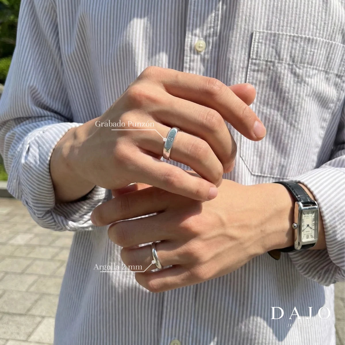 Anillo Rectangular con Inicial plata .925 - regalo para novia o mama | DAJO Joyeria
