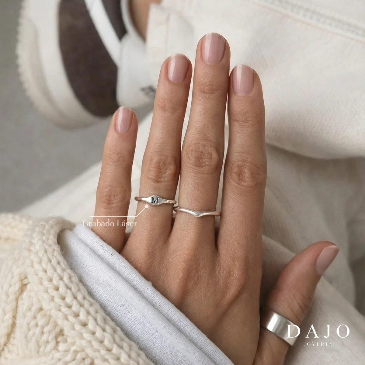 Anillo Thai con Inicial plata .925 - regalo para novia o mama | DAJO Joyeria