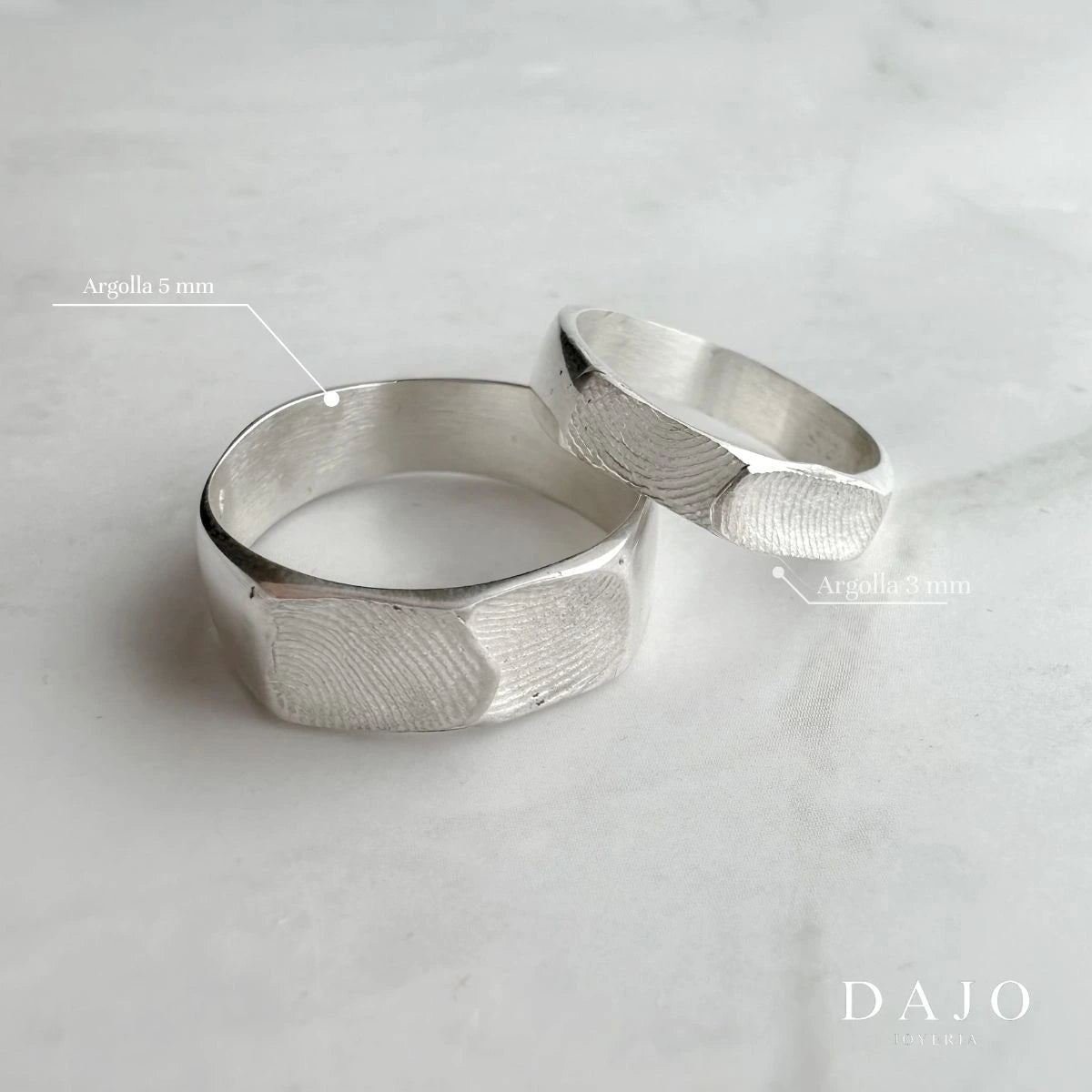 Kit Triple Anillo Huella Argolla plata .925 - anillo con huella grabada personalizado | DAJO Joyeria