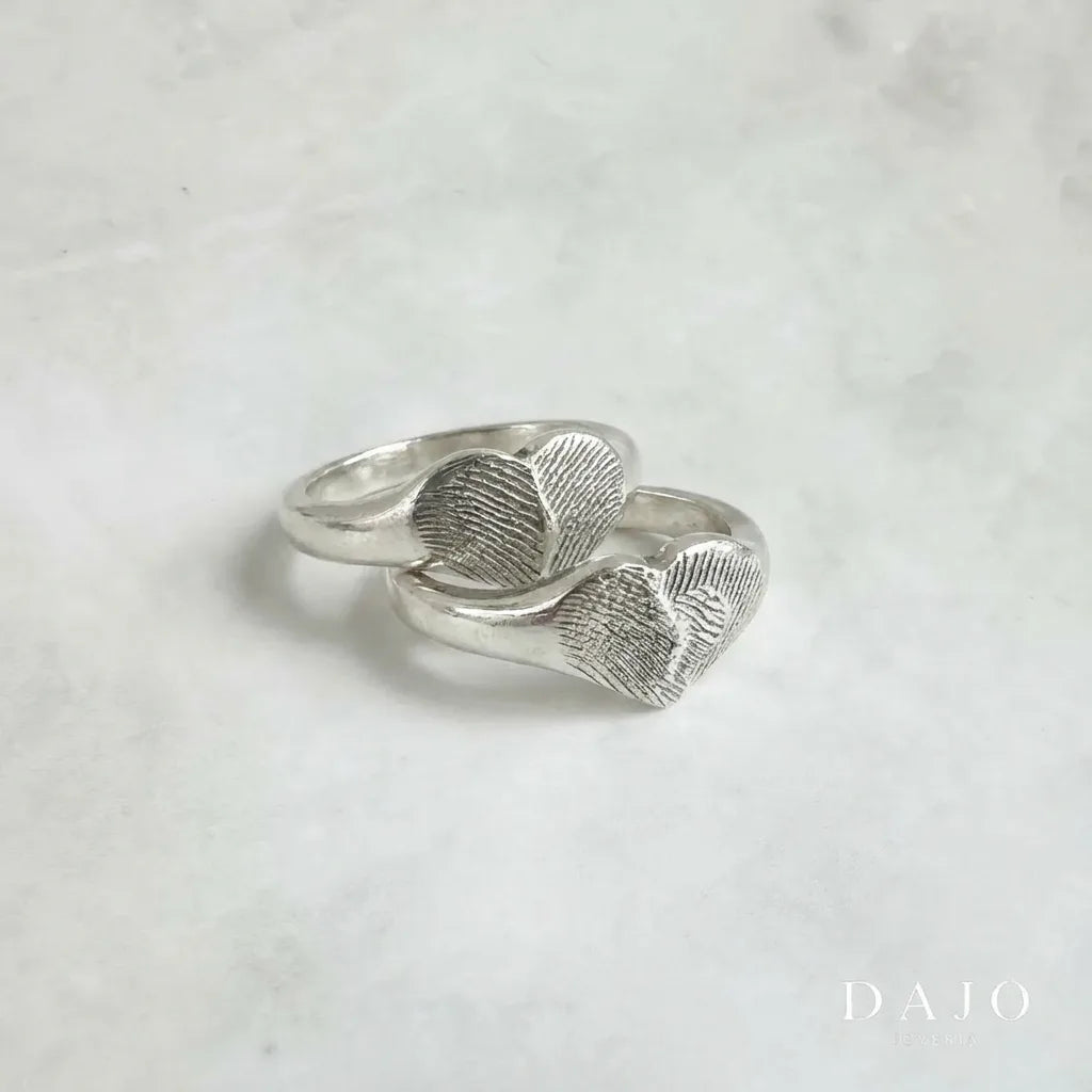 Kit Doble Anillo Huella Corazón