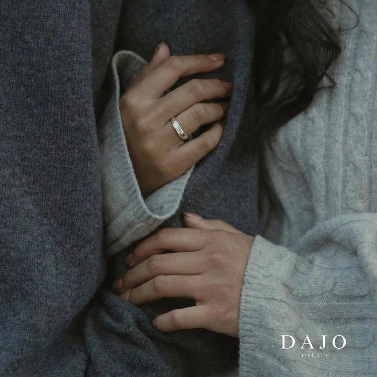 Anillo Huella Rectangular - Individual plata .925 - anillo con huella grabada personalizado | DAJO Joyeria