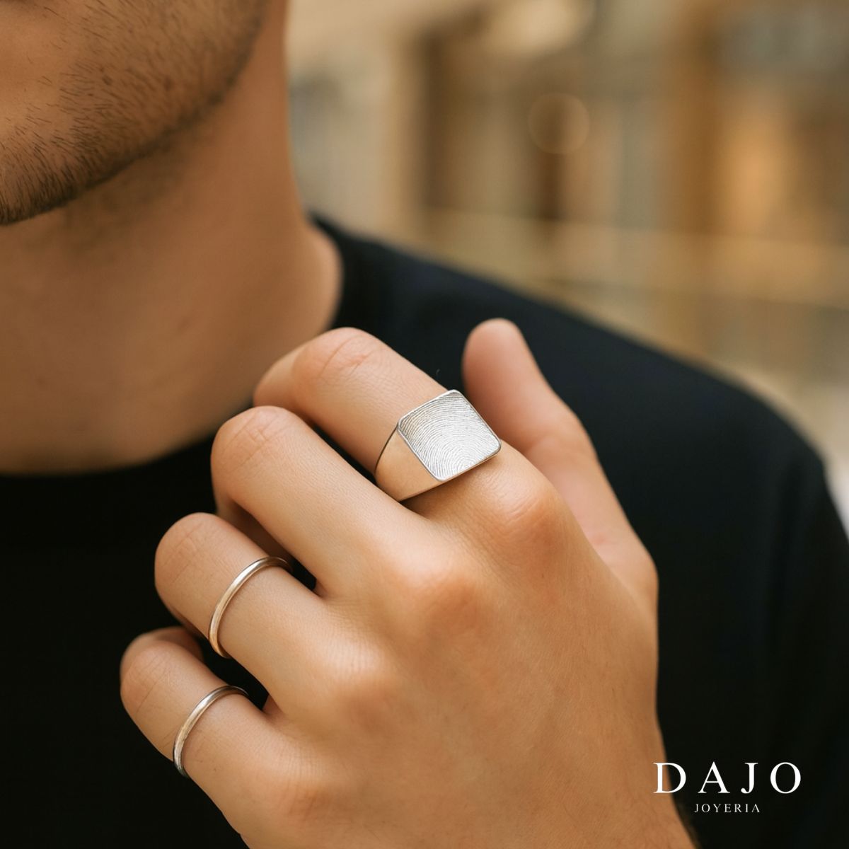 Kit Anillo Huella Cuadrado Liso