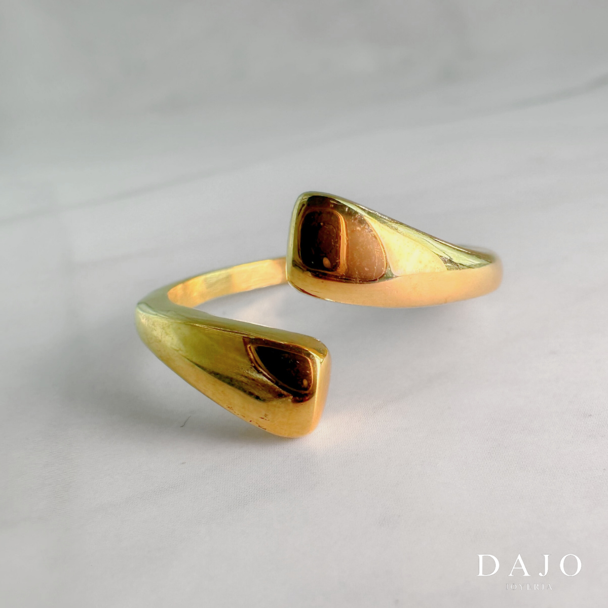 Anillo Doble Gota Cuadrado de plata recubierto con Oro de 14K