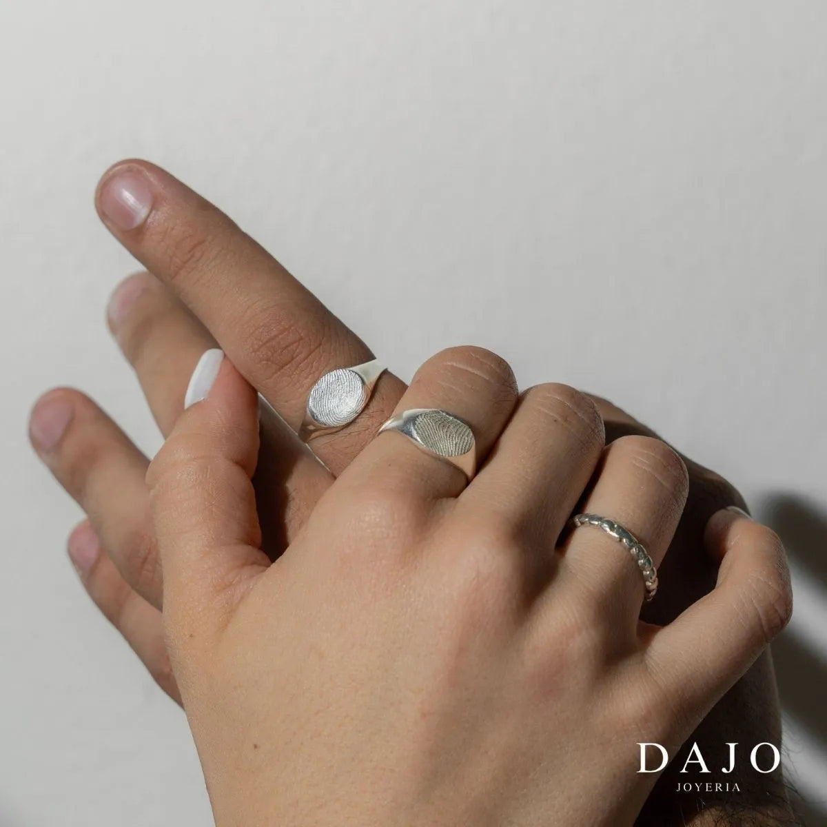 Kit Triple Anillo Huella Redondo plata .925 - anillo con huella grabada personalizado | DAJO Joyeria