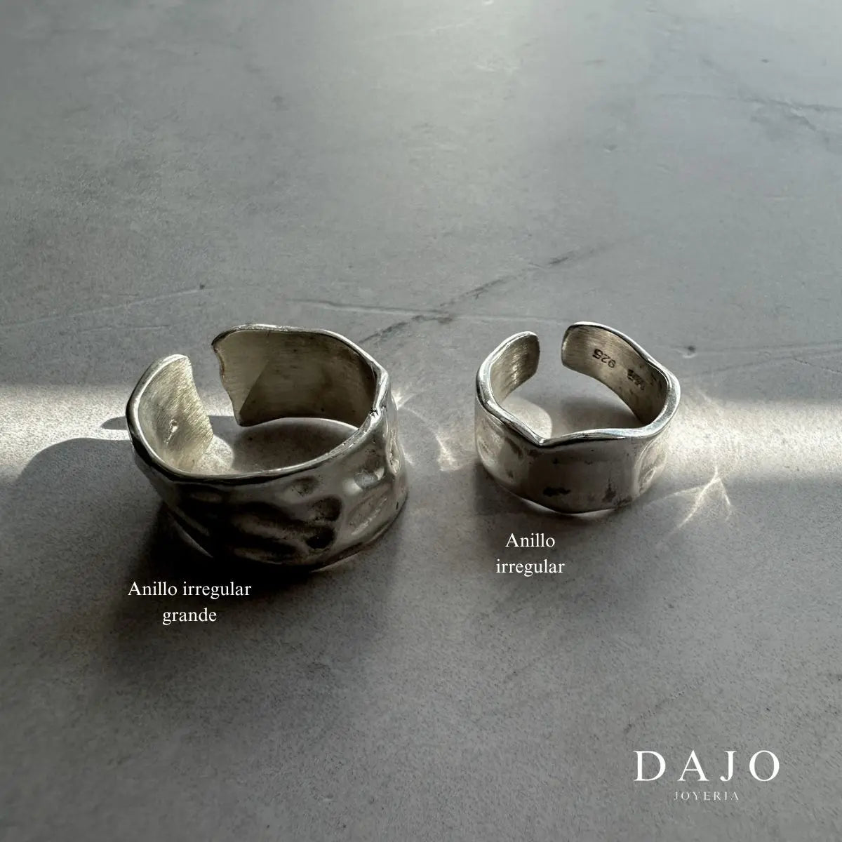 Joyería Anillo de plata .925 estilo chunky elegante formal diseño ajustable artesanal mexicano con forma irregular