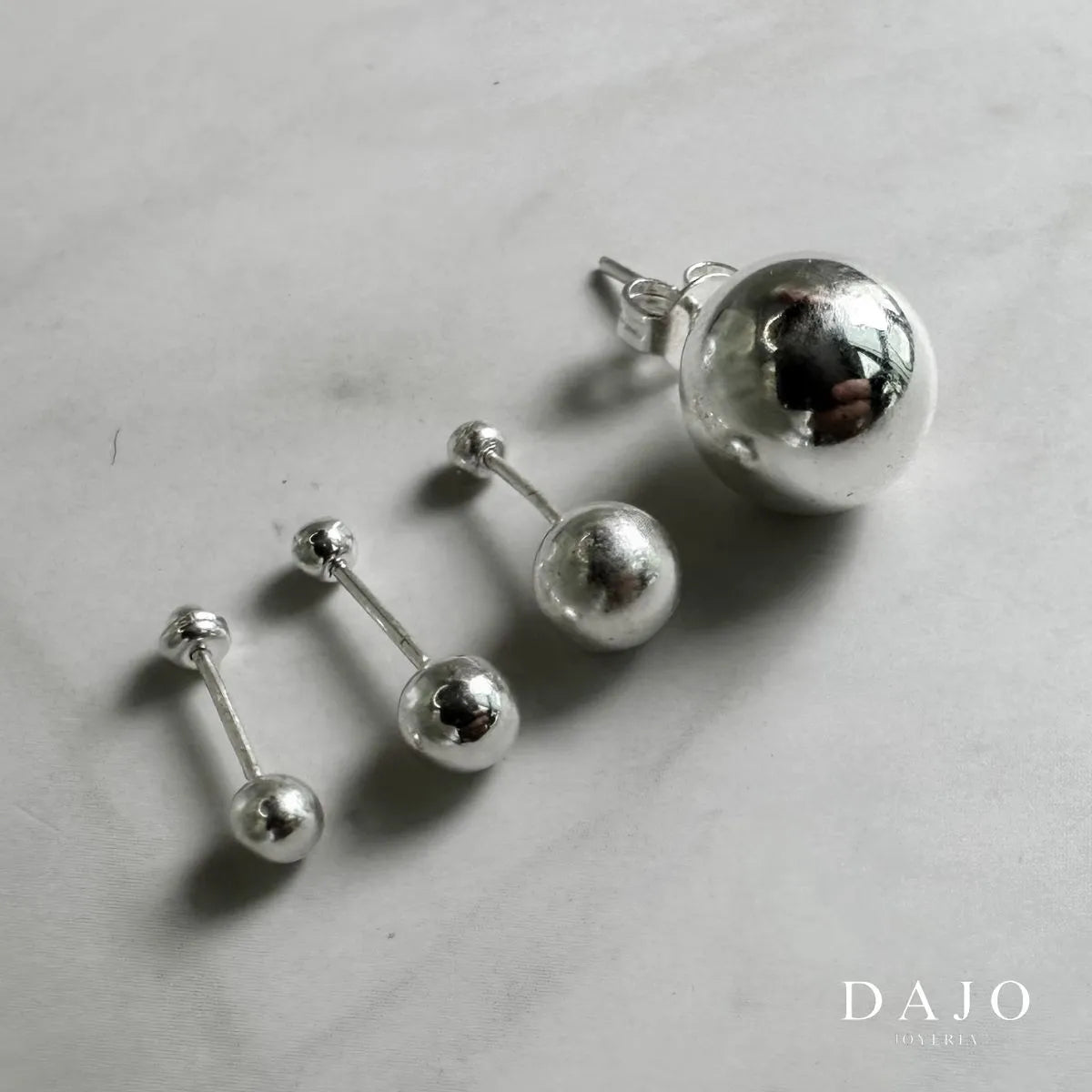 Arete Bola 2 mm plata .925 - regalo para novia o mama | DAJO Joyeria