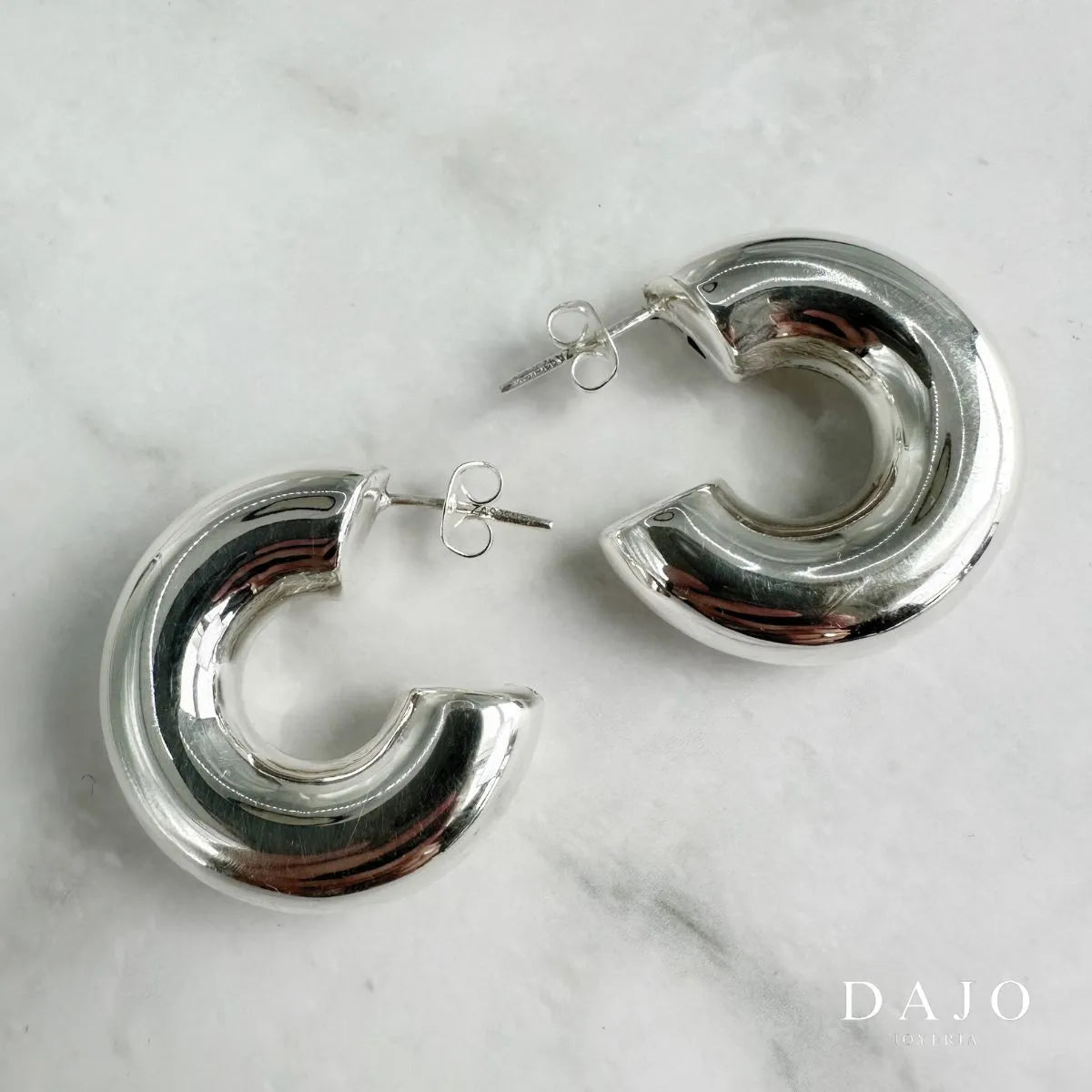 Arete Macaroni Chunky Grande plata .925 - regalo para novia o mama | DAJO Joyeria