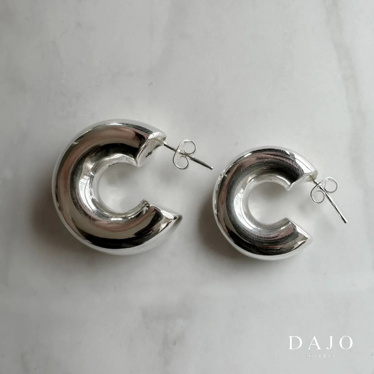 Arete Macaroni Chunky Grande plata .925 - regalo para novia o mama | DAJO Joyeria