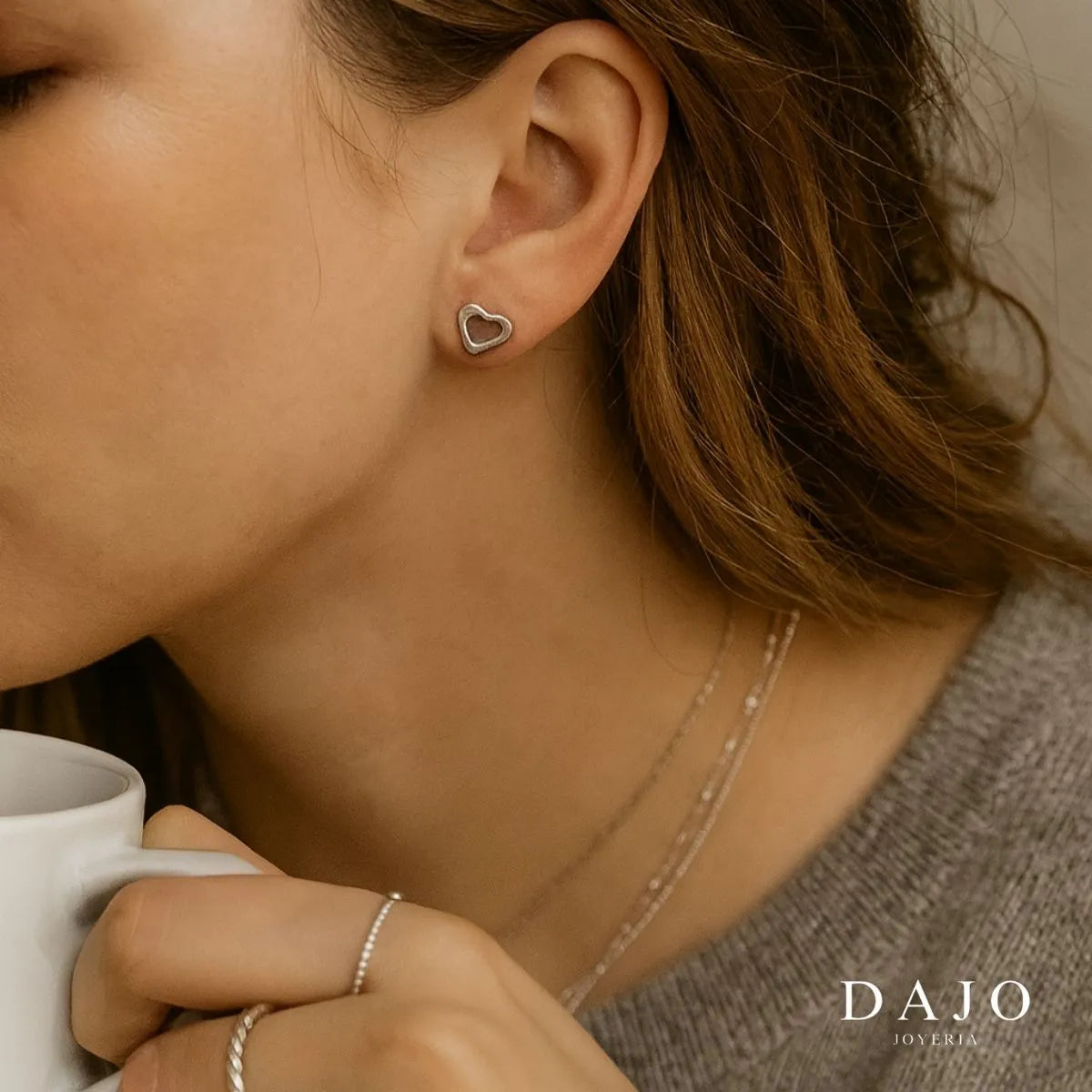 Arete Corazón Irregular plata .925 - regalo para novia o mama | DAJO Joyeria