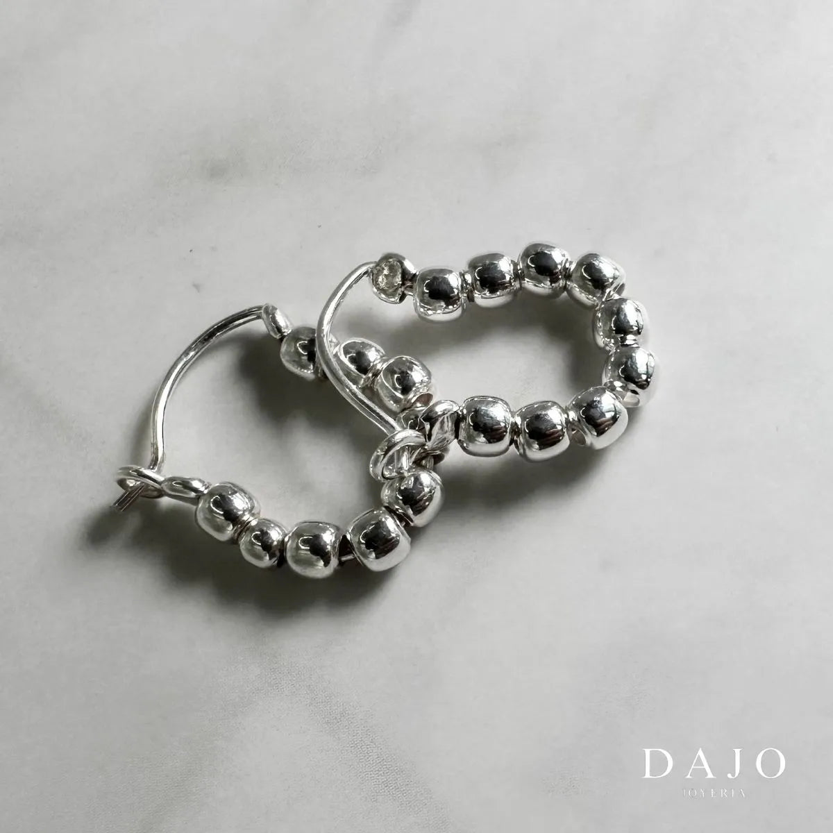 Arete Hoop Bola plata .925 - regalo para novia o mama | DAJO Joyeria