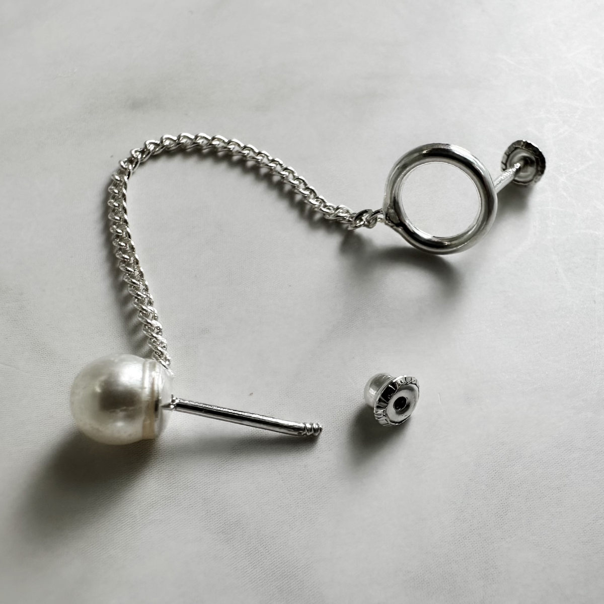 Arete Perla con Cadena plata .925 - regalo para novia o mama | DAJO Joyeria