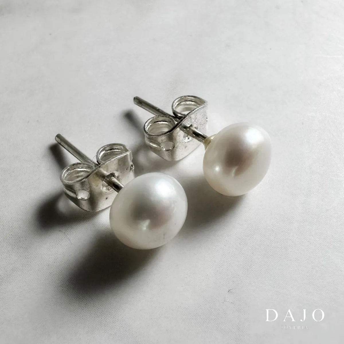 Arete Perla Grande plata .925 - regalo para novia o mama | DAJO Joyeria
