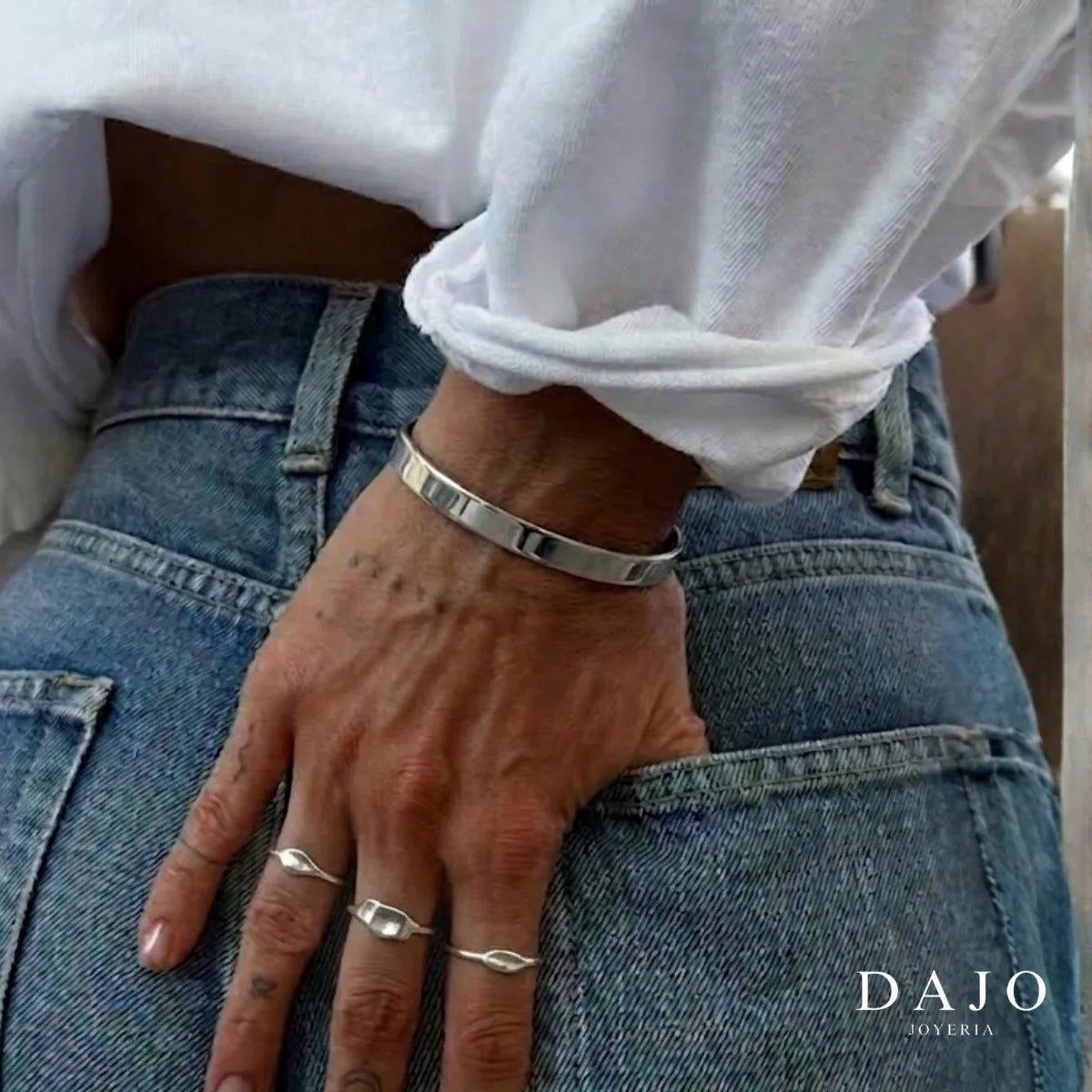 Brazalete Liso plata .925 - regalo especial para hombre o mujer | DAJO Joyeria