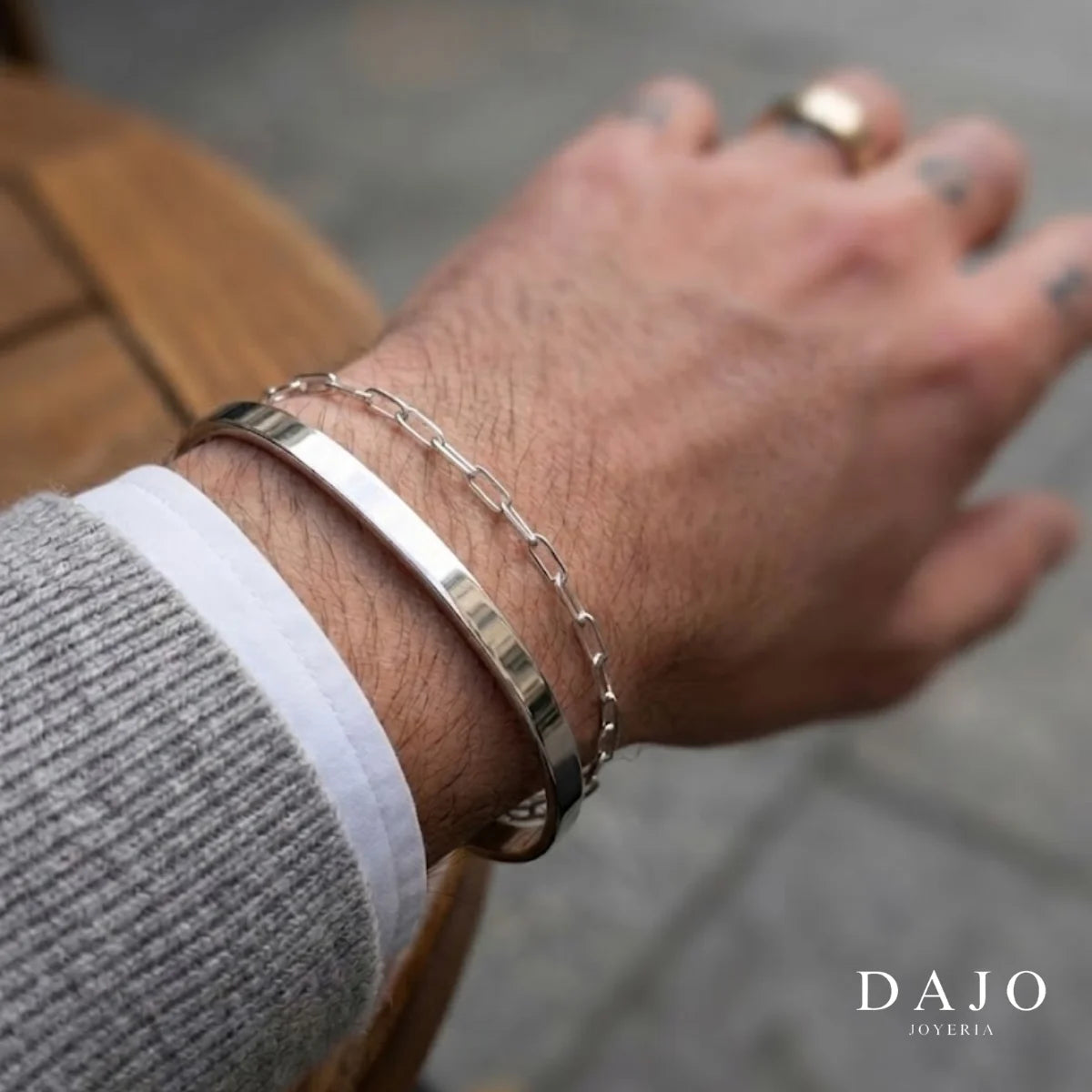 Brazalete Liso plata .925 - regalo especial para hombre o mujer | DAJO Joyeria