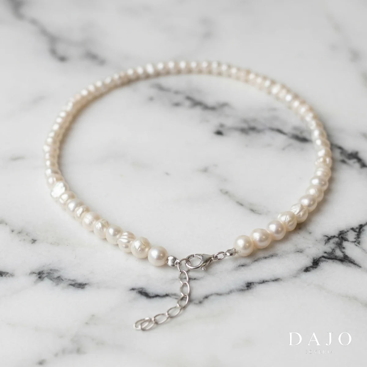 Collar de perlas plata .925 - joyeria artesanal hecha a mano en Mexico | DAJO