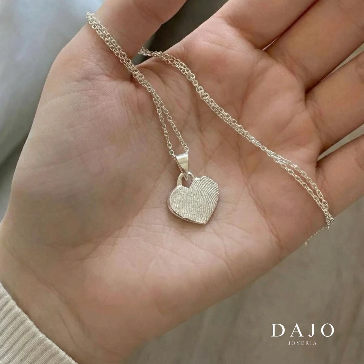Dije Huella Latido + 1 Cadena plata .925 - anillo con huella grabada personalizado | DAJO Joyeria