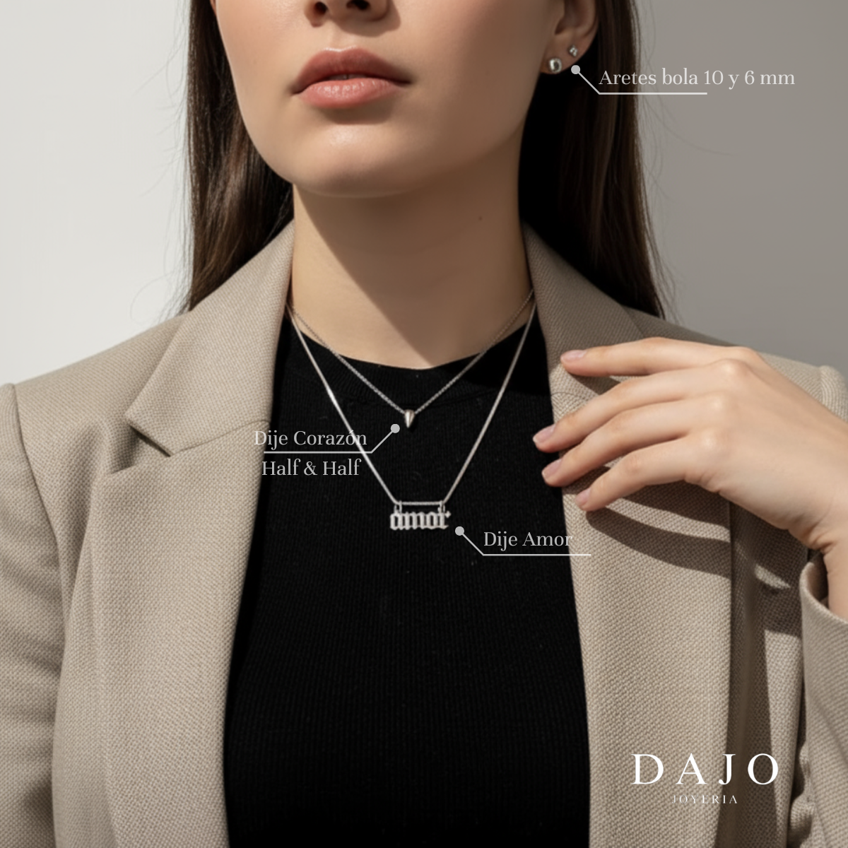 Collar Doble Corazón Half & Half