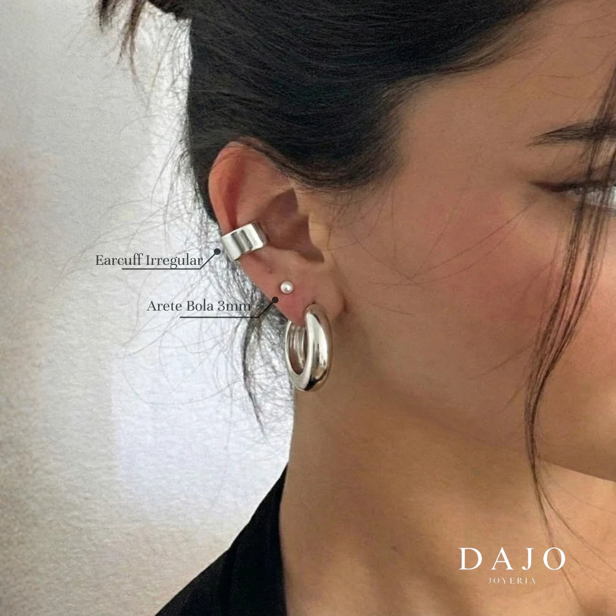 Earcuff Irregular plata .925 - joyeria artesanal hecha a mano en Mexico | DAJO