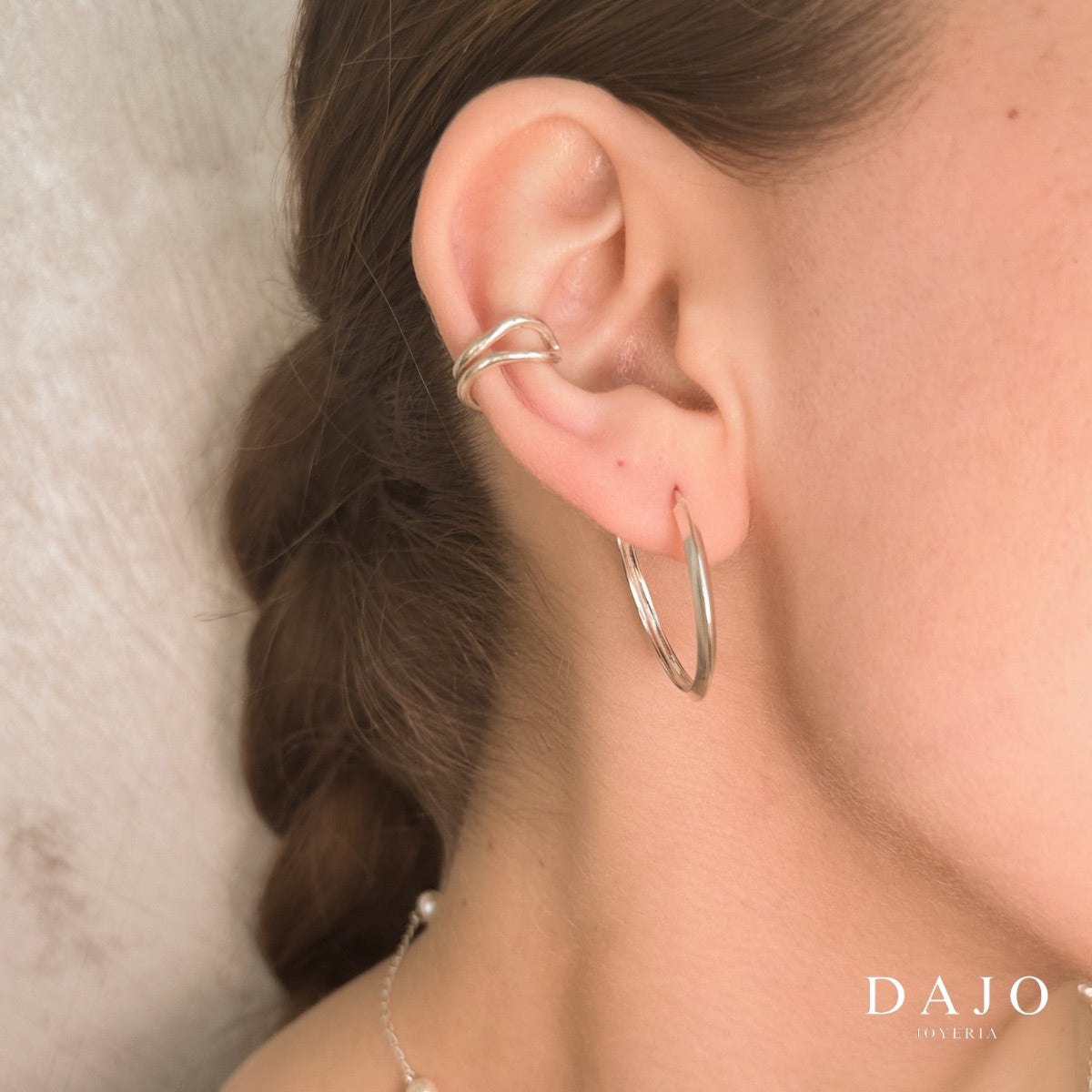 Arete Hoop Plano 2.5 cm plata .925 - regalo para novia o mama | DAJO Joyeria