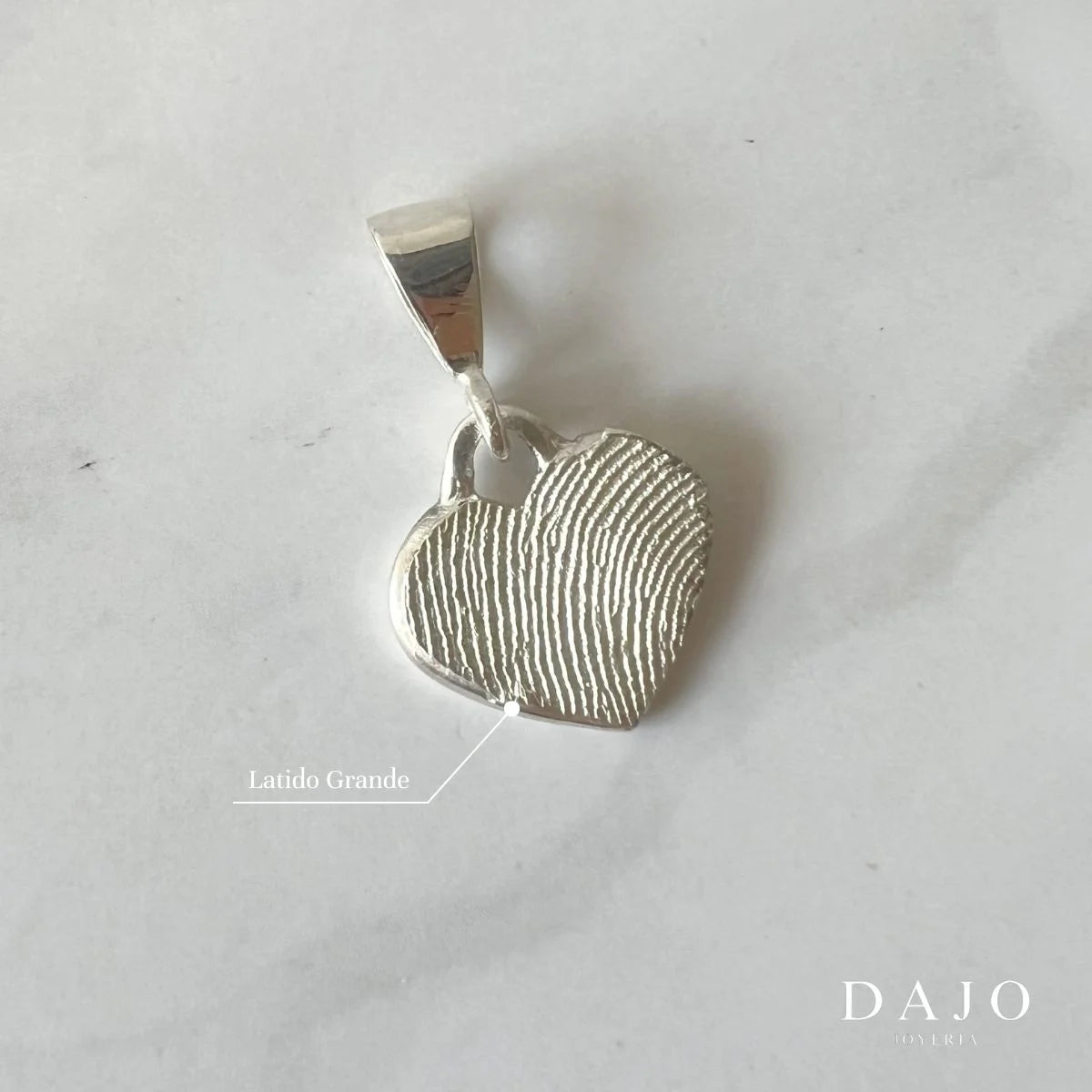 Dije Huella Latido + 1 Cadena plata .925 - anillo con huella grabada personalizado | DAJO Joyeria
