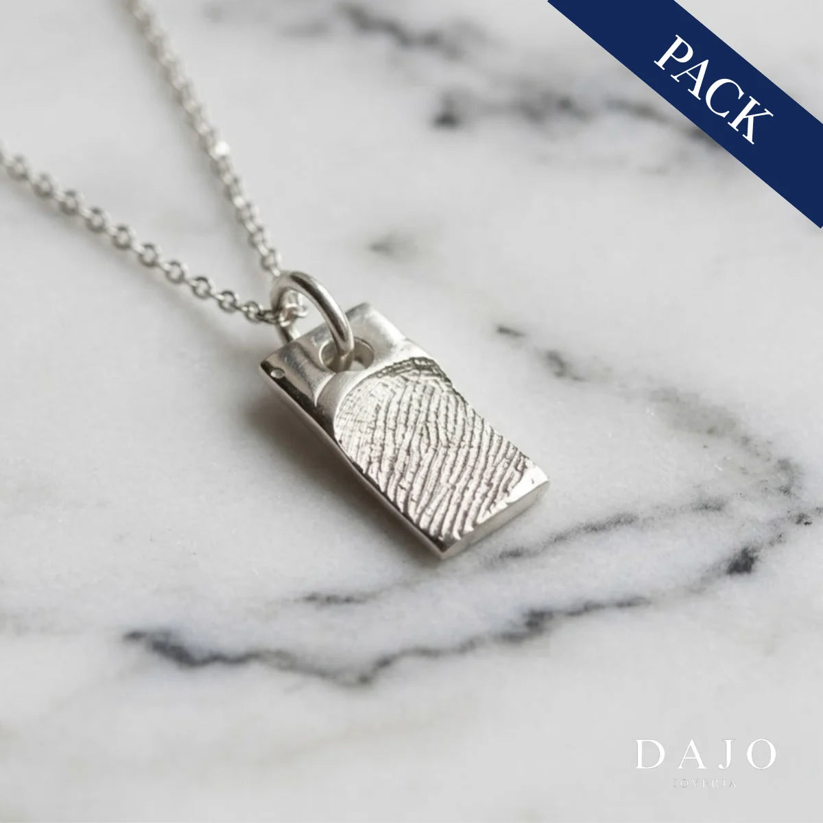 Dije Huella Marco + 1 Cadena plata .925 - anillo con huella grabada personalizado | DAJO Joyeria