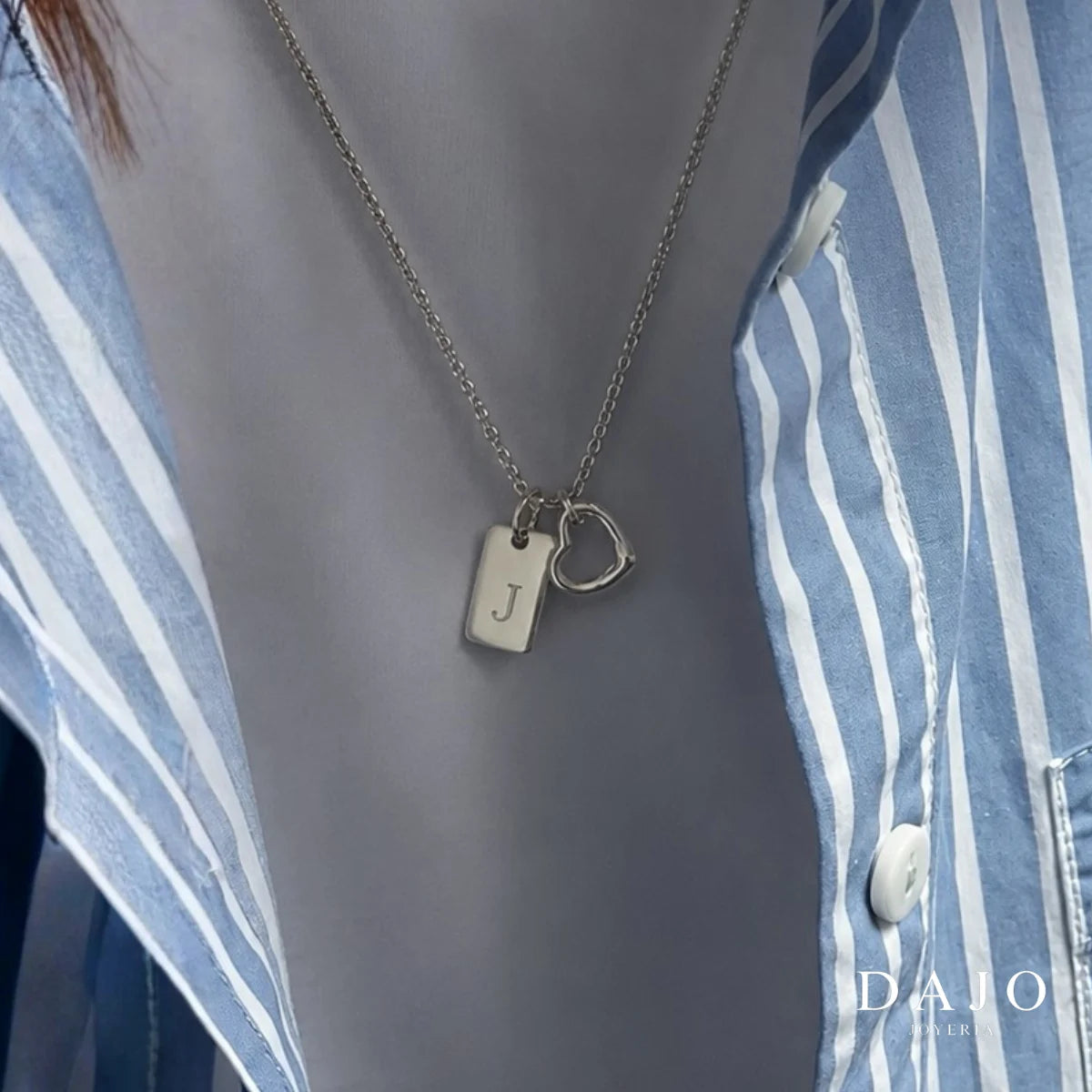 Collar con dije de inicial personalizada, dije de corazón y cadena, regalo personalizado para alguien especial .925 - DAJO
