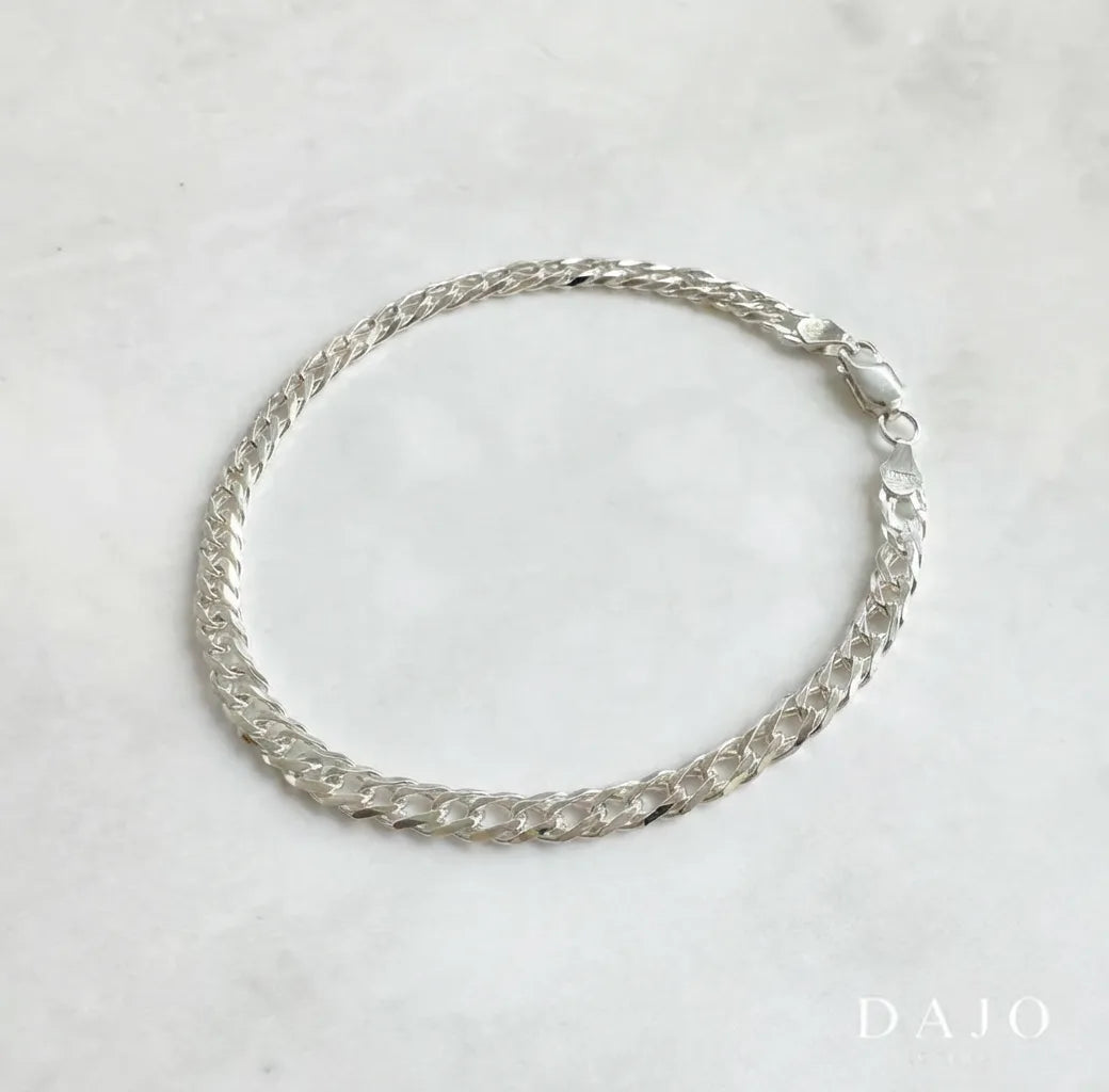 Pulsera Doble Barbado 3 mm plata .925 - regalo especial para hombre o mujer | DAJO Joyeria