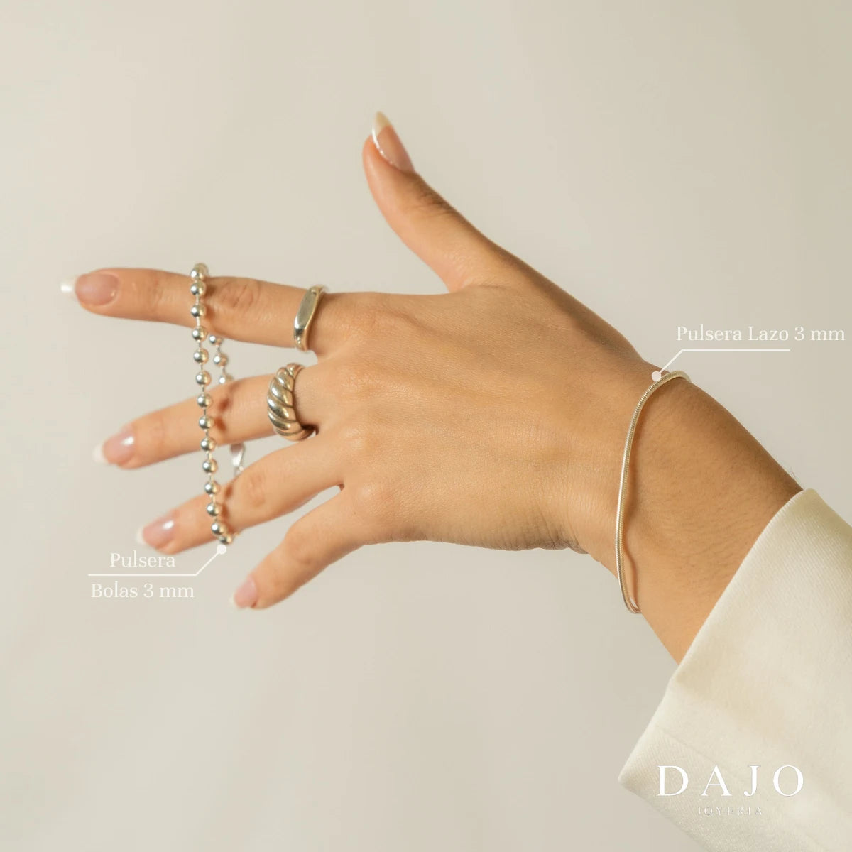 Pulsera lazo 3 mm plata .925