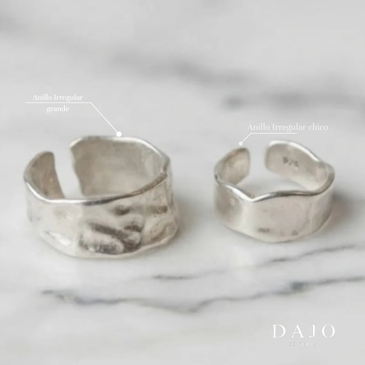 Anillo irregular grande y chico plata .925 - regalo para novia o mama | DAJO Joyeria