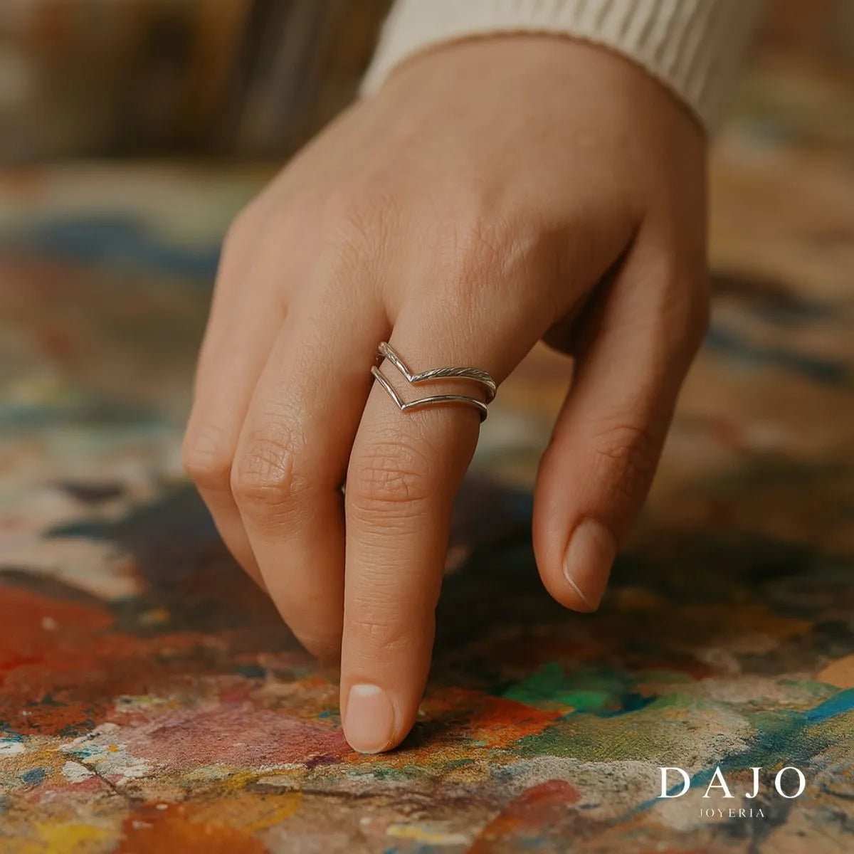 Anillo Doble V plata .925 - regalo para novia o mama | DAJO Joyeria