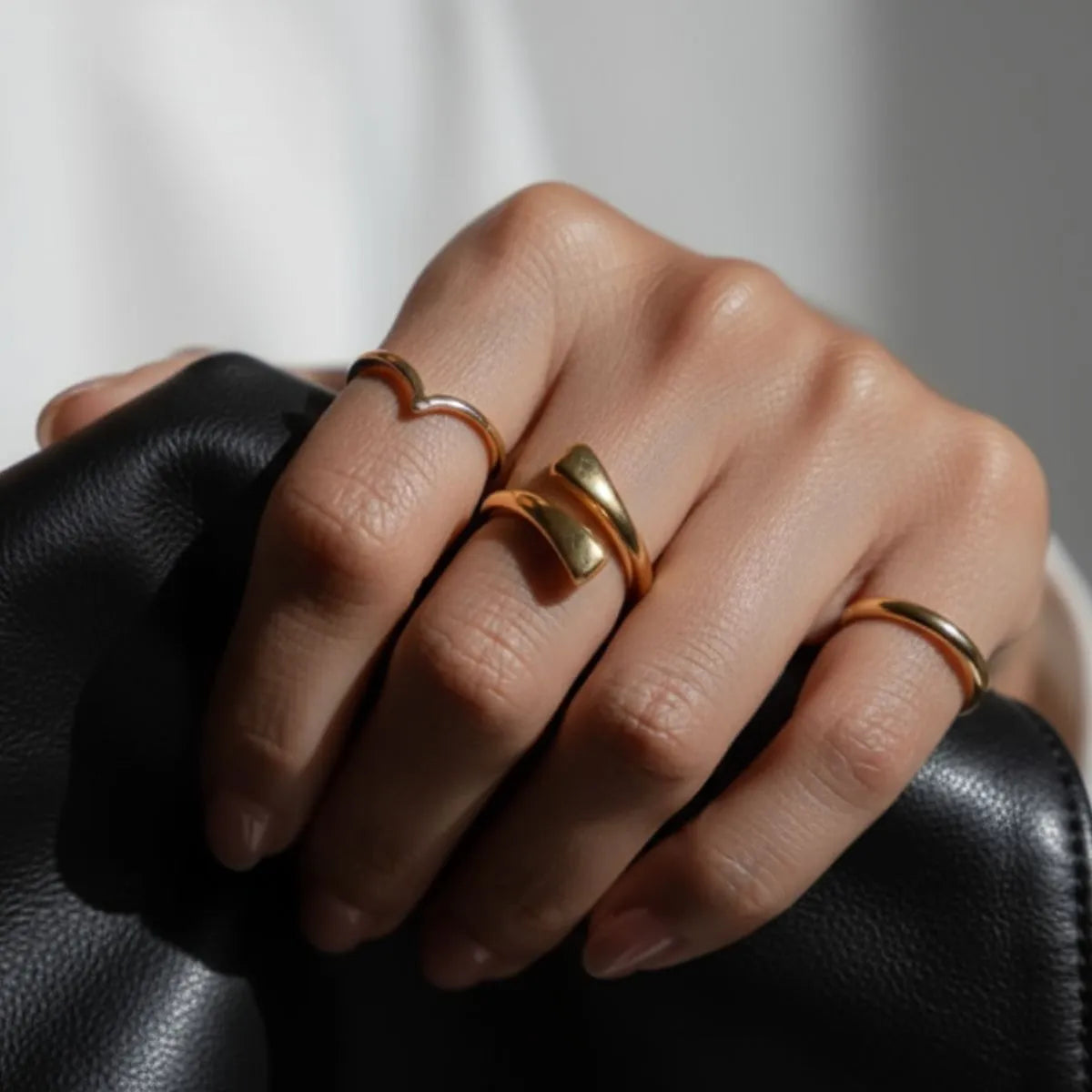 Anillo Doble Gota Cuadrado (Oro Vermeil)