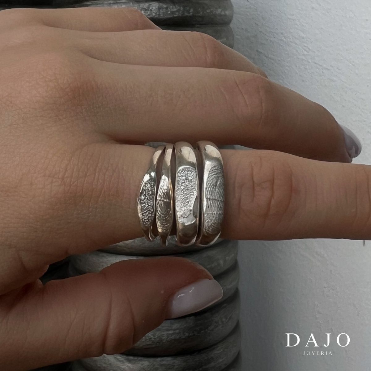 Anillo Huella Rectangular - Individual plata .925 - anillo con huella grabada personalizado | DAJO Joyeria