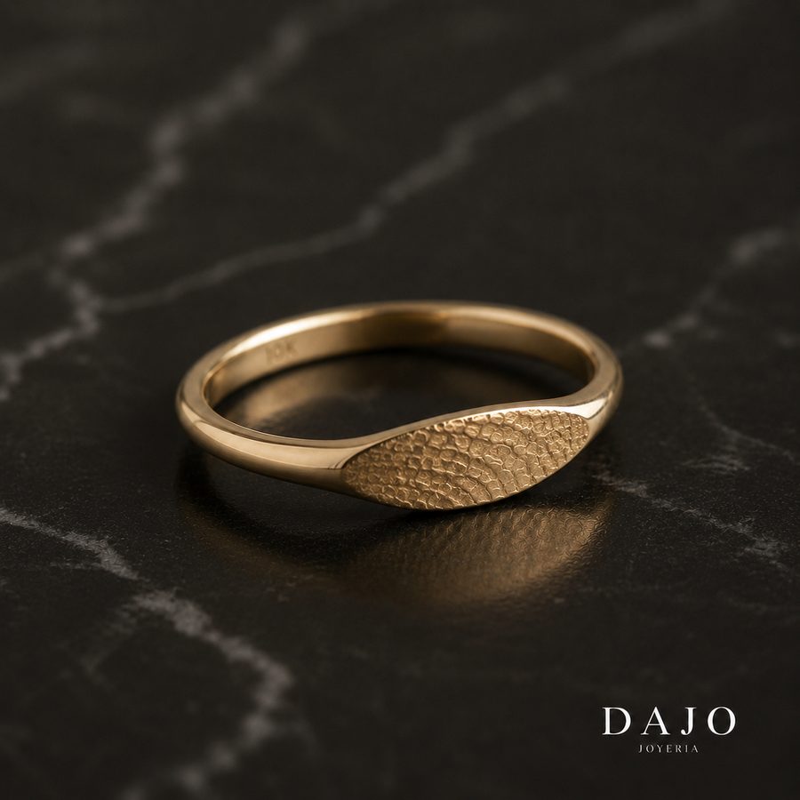 Anillo huella botánica en oro sólido