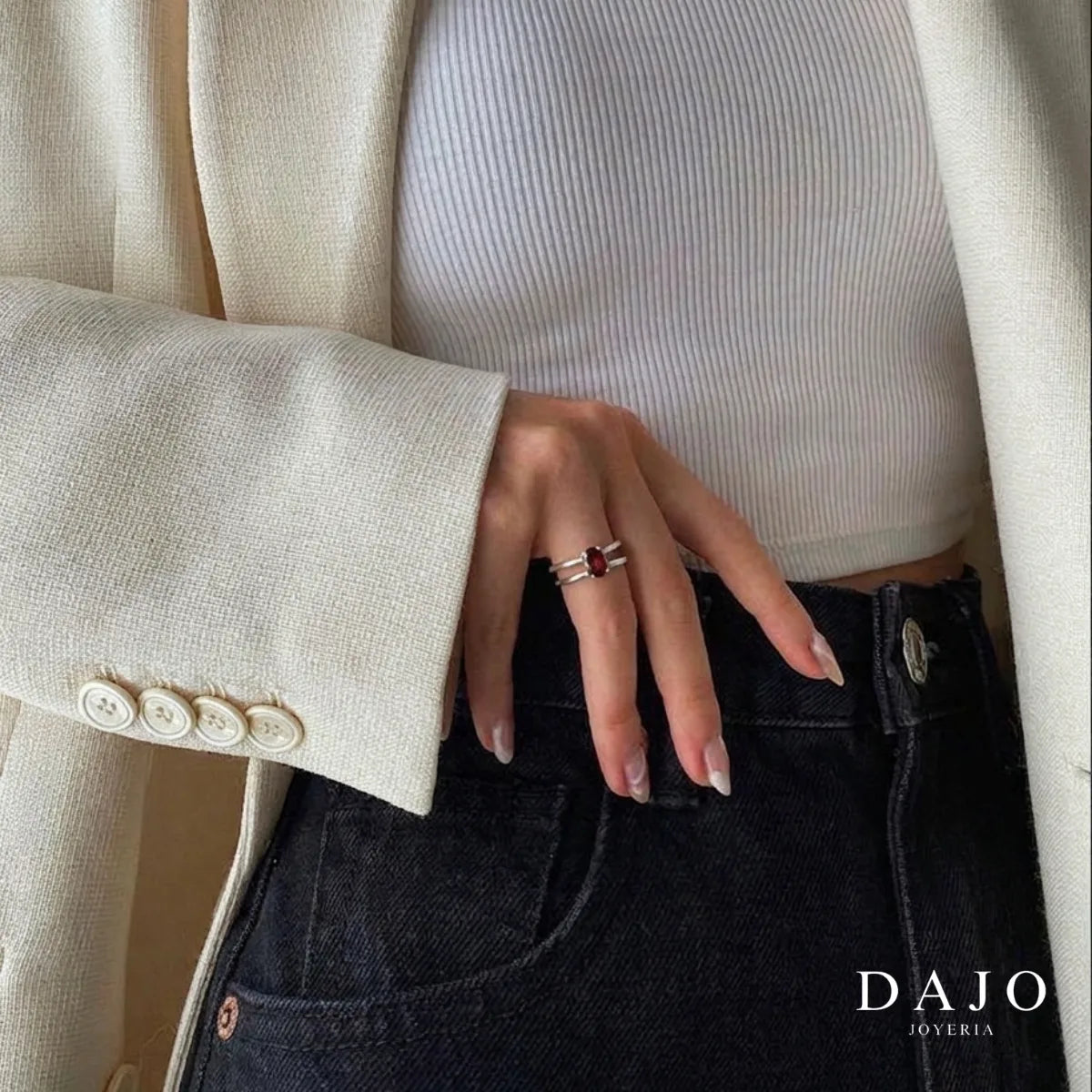 Anillo Birthstone plata .925 - regalo para novia o mama | DAJO Joyeria