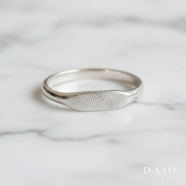 Anillo Huella Botánica - Doble plata .925 - anillo con huella grabada personalizado | DAJO Joyeria