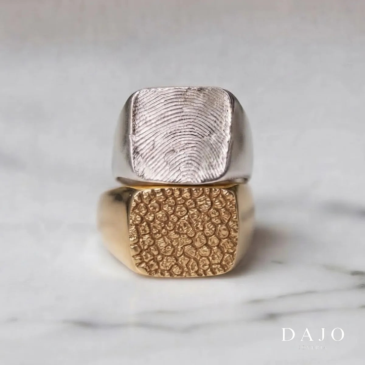 Anillo Huella Cuadrado Liso