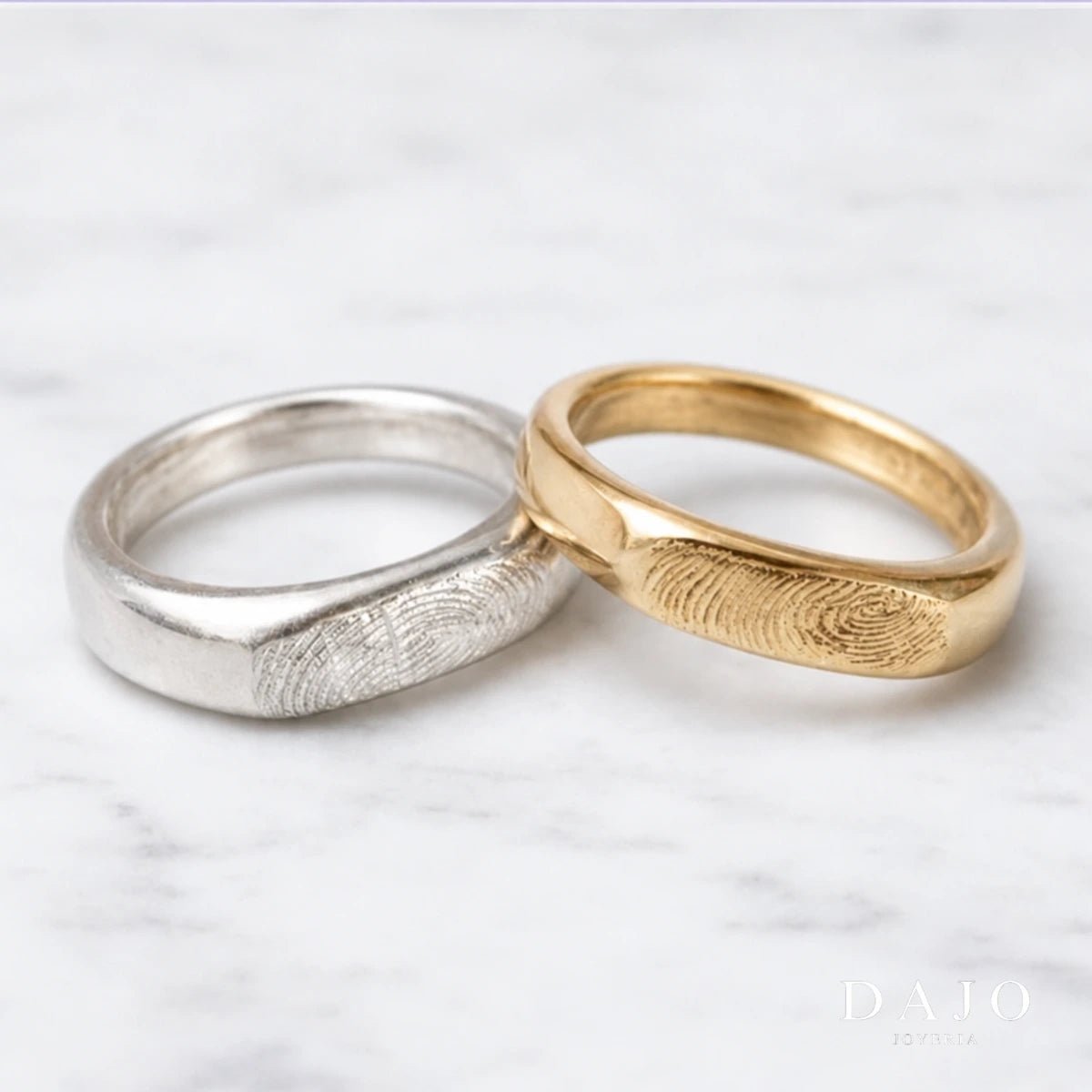 Anillo Huella Rectangular - dolble plata .925 - anillo con huella grabada personalizado | DAJO Joyeria