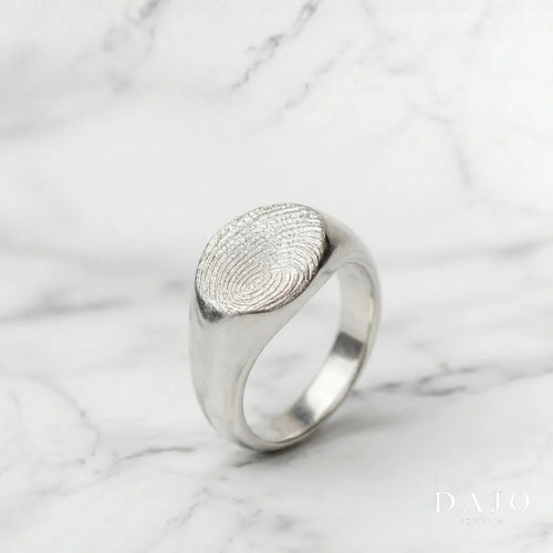 Anillo Huella Redondo - Individual plata .925 - anillo con huella grabada personalizado | DAJO Joyeria