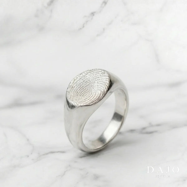 Anillo Huella Redondo - Individual plata .925 - anillo con huella grabada personalizado | DAJO Joyeria