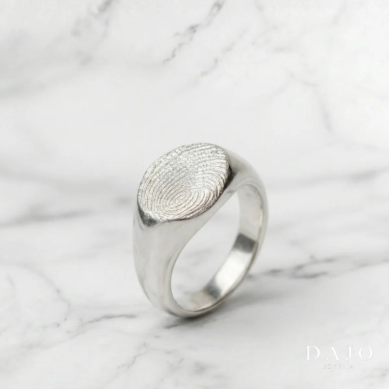 Anillo Huella Redondo - Individual plata .925 - anillo con huella grabada personalizado | DAJO Joyeria