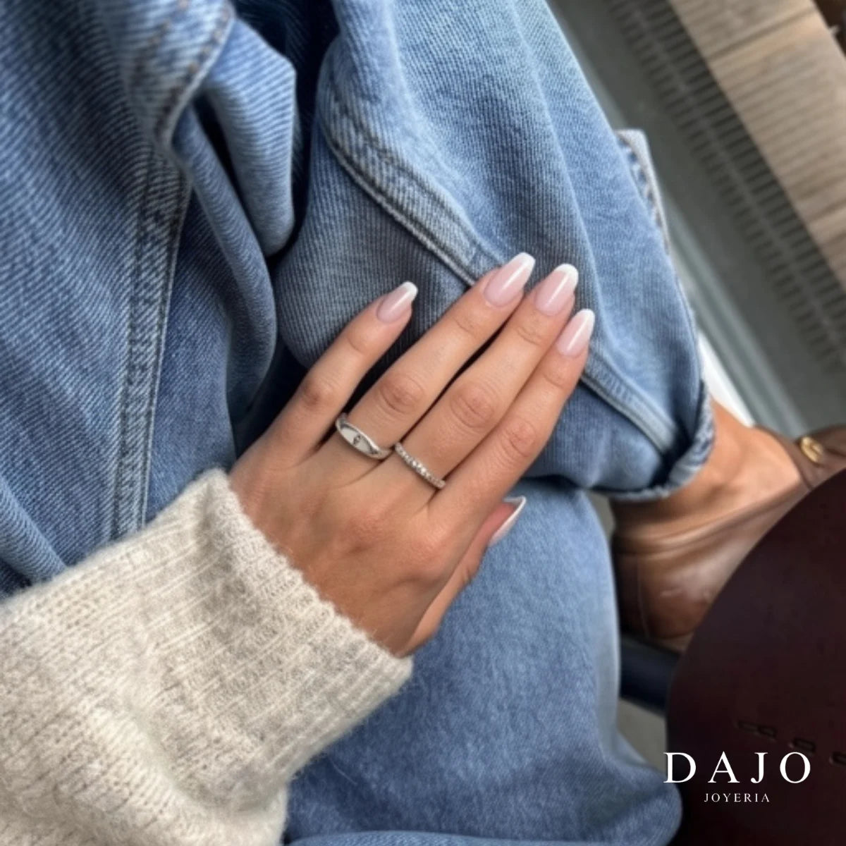 Anillo Rectangular con Inicial plata .925 - regalo para novia o mama | DAJO Joyeria